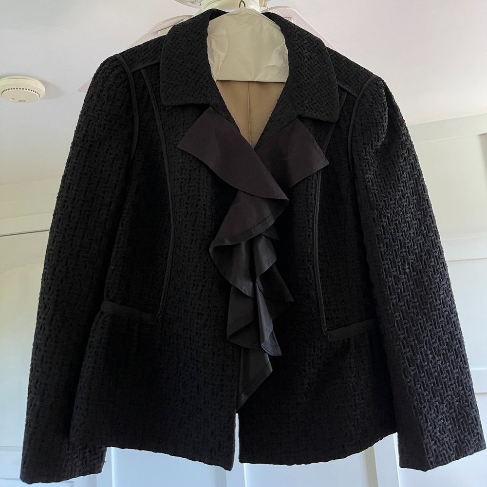 Ann Taylor Loft Black Ladies Blazer with Ruffles Size 8